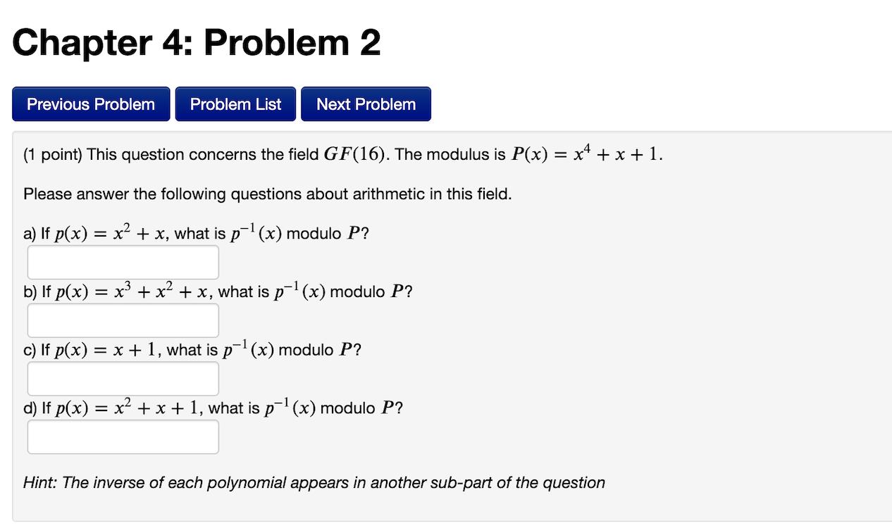 Solved Chapter 4: Problem 2 Previous Problem Problem List | Chegg.com