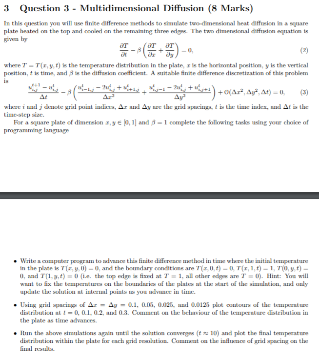 at + ar მყ 3 Question 3 - Multidimensional Diffusion | Chegg.com