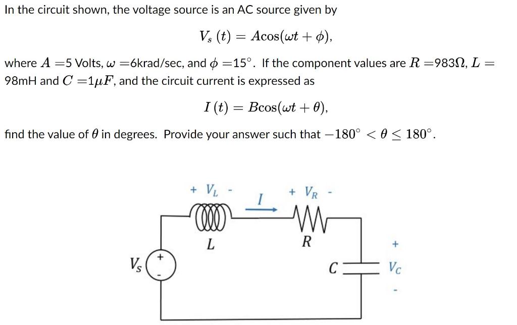 Solved In the circuit shown, the voltage source is an AC | Chegg.com
