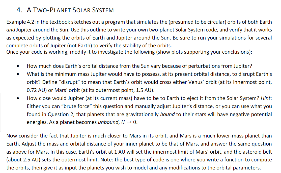 4. A TWO-PLANET SOLAR SYSTEM Example 4.2 in the | Chegg.com