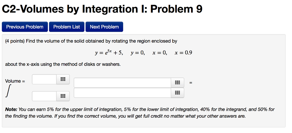 Solved C2-Volumes by Integration l: Problem 9 Previous | Chegg.com
