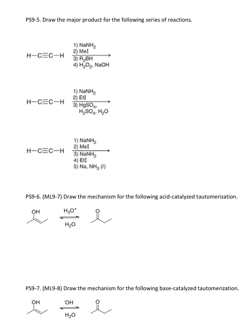 Solved PS9-5. Draw the major product for the following | Chegg.com