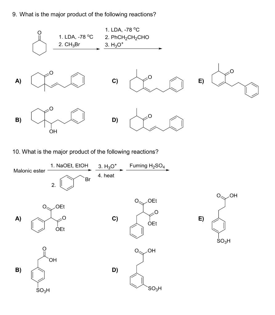 Solved 9. What is the major product of the following | Chegg.com