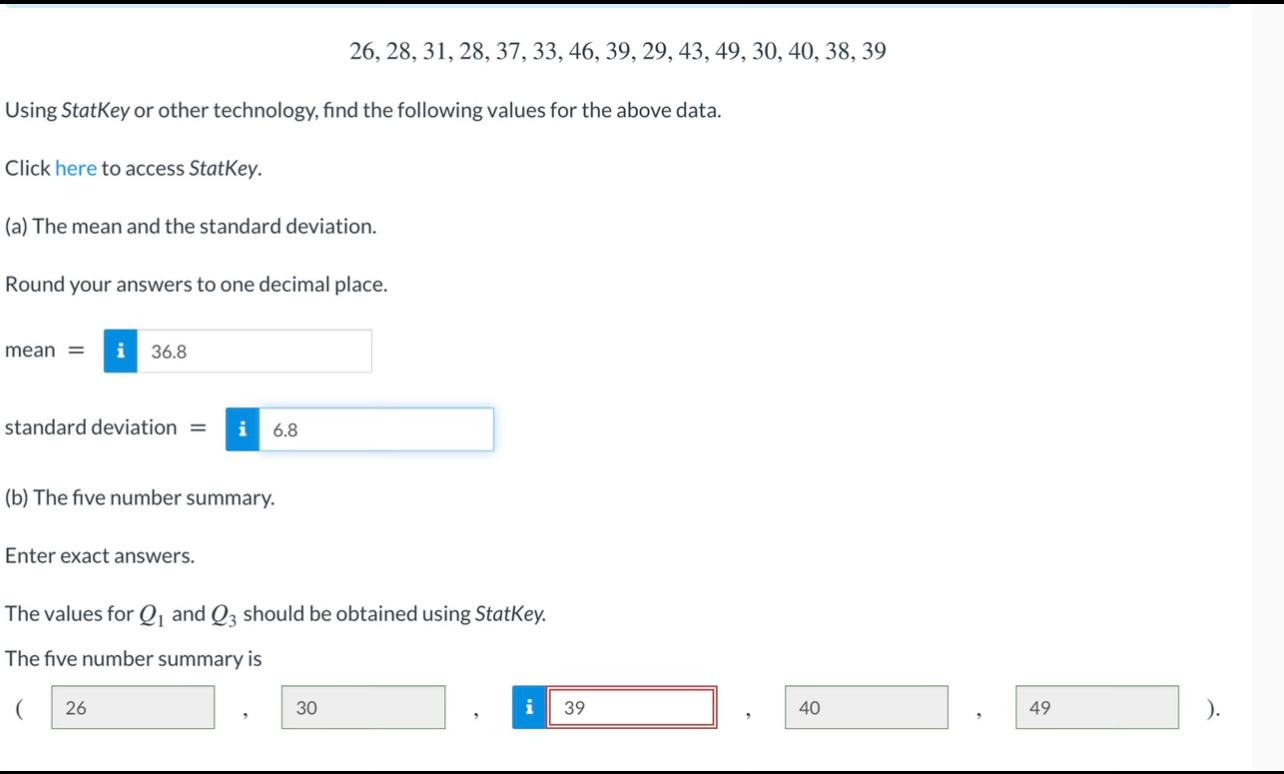 Solved 26, 28, 31, 28, 37, 33, 46, 39, 29, 43, 49, 30, 40, | Chegg.com