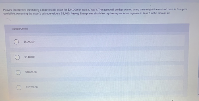 Solved Peavey Enterprises purchased a depreciable asset for | Chegg.com