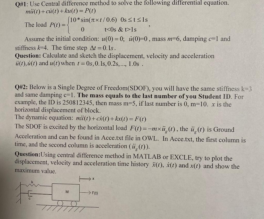 Q 1 Use Central Difference Method To Solve The