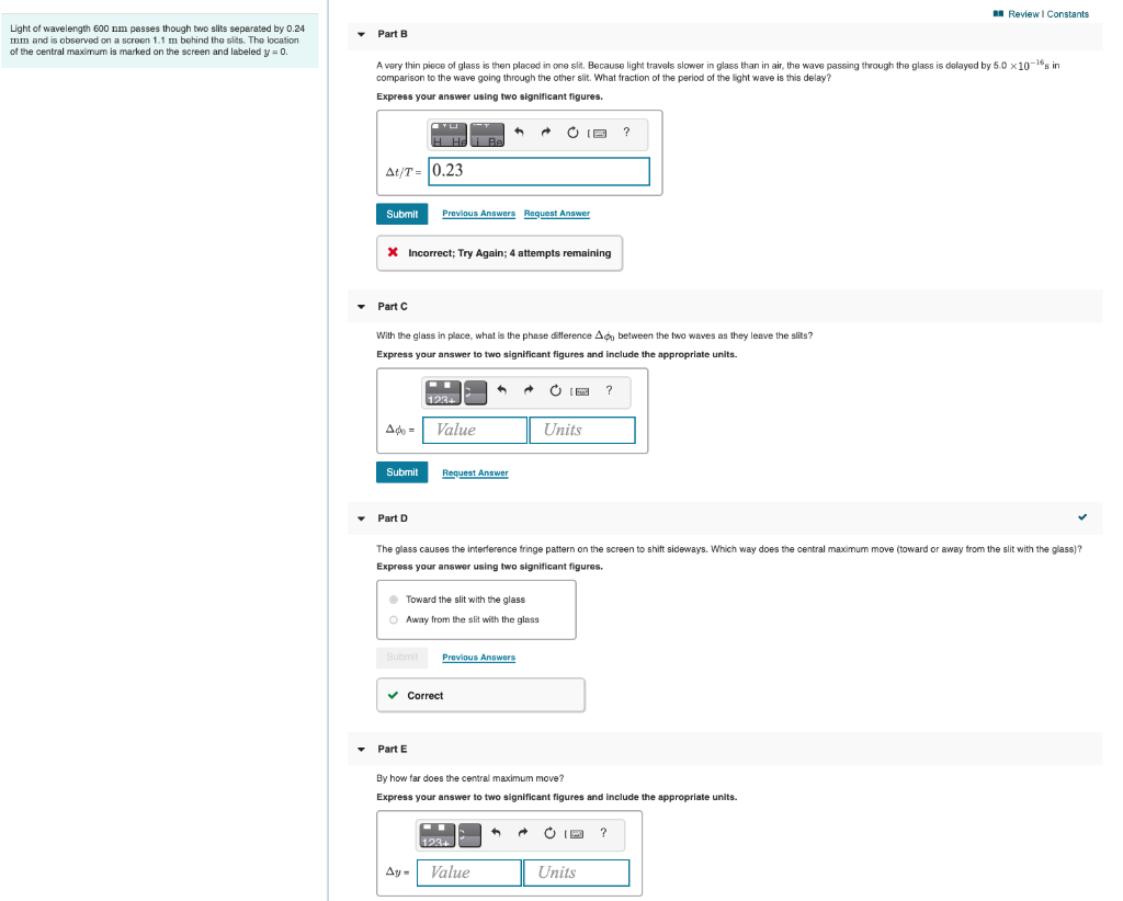 Solved A Review Constants Part B Light of wavelength 600 nm