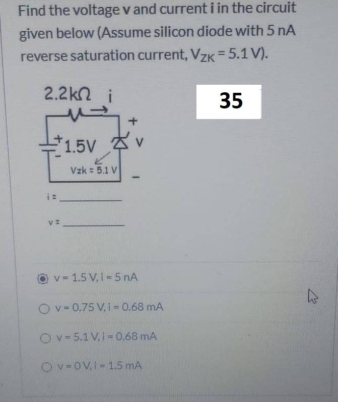 Solved Find the voltage V and currenti in the circuit given | Chegg.com