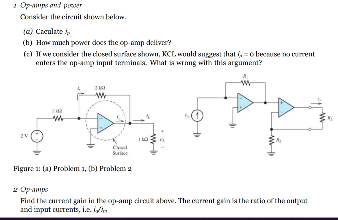 Solved 1 Op-amps and power Consider the circuit shown below. | Chegg.com