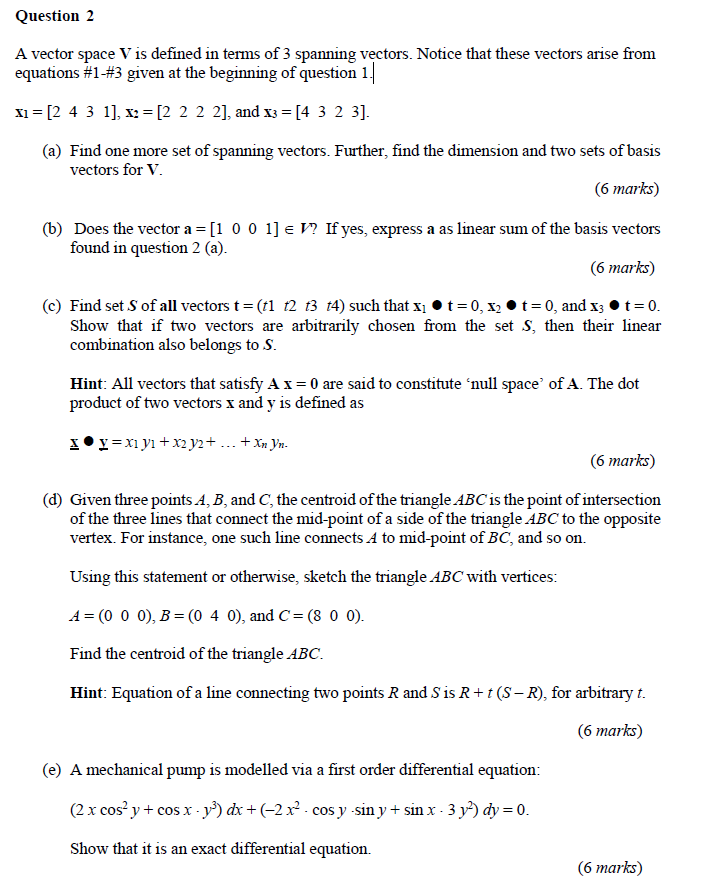 Solved Question 2 A vector space V is defined in terms of 3 | Chegg.com