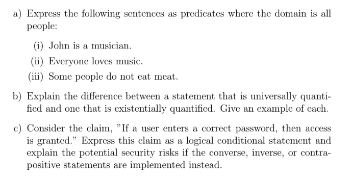 Solved a) Express the following sentences as predicates | Chegg.com