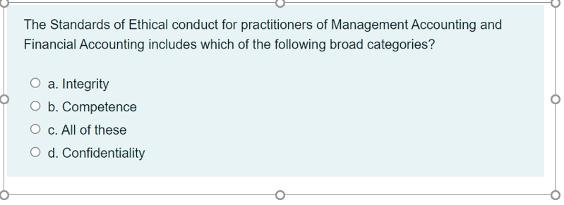 Solved The Standards of Ethical conduct for practitioners of | Chegg.com