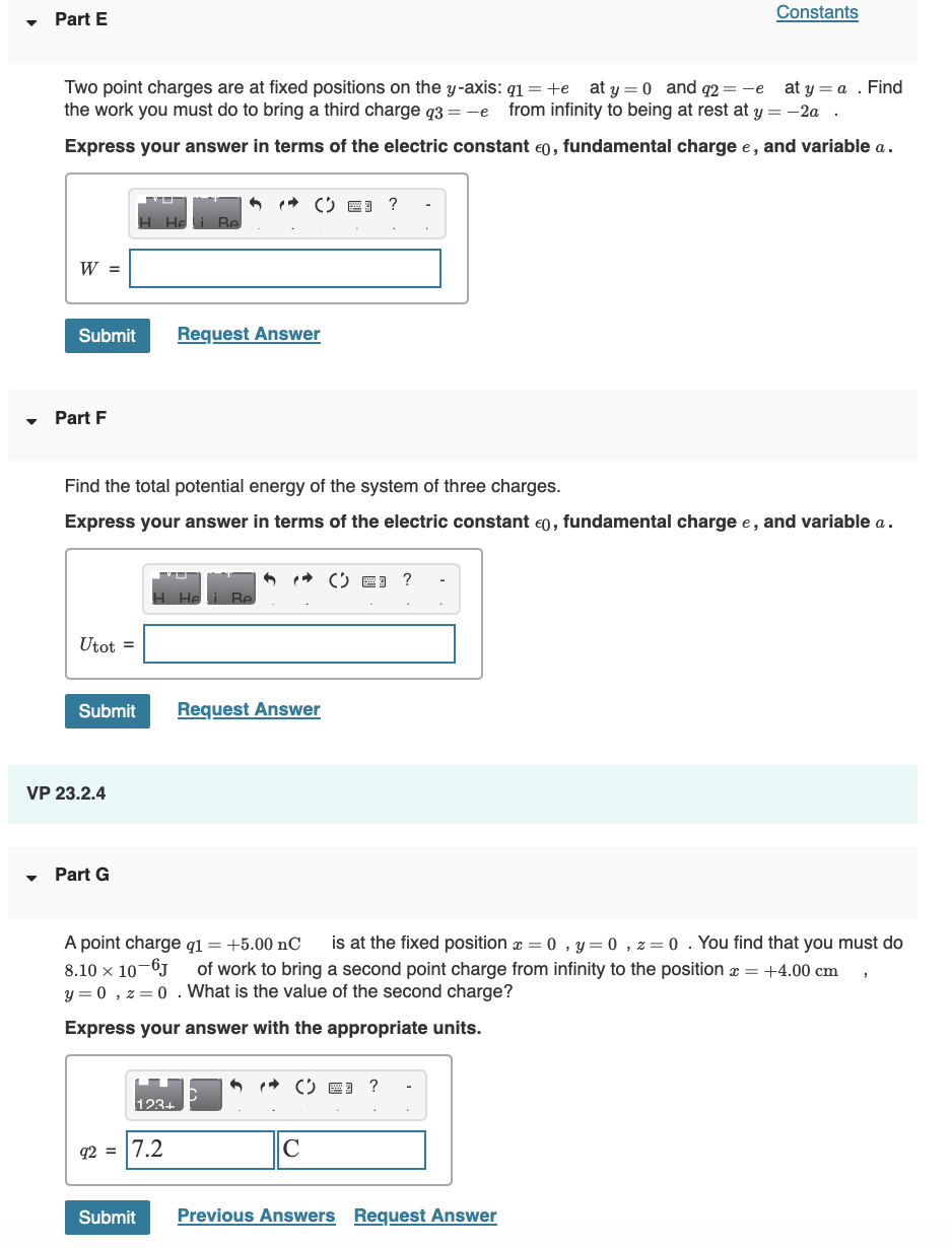 Solved Ch. 23Question 1:Part E: Two point charges are at | Chegg.com