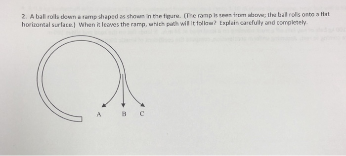 Solved 2. A ball rolls down a ramp shaped as shown in the | Chegg.com