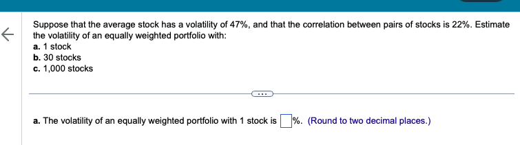 Solved Suppose that the average stock has a volatility of | Chegg.com