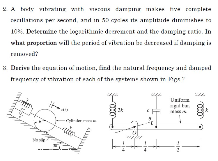 Solved 2. A Body Vibrating With Viscous Damping Makes Five | Chegg.com