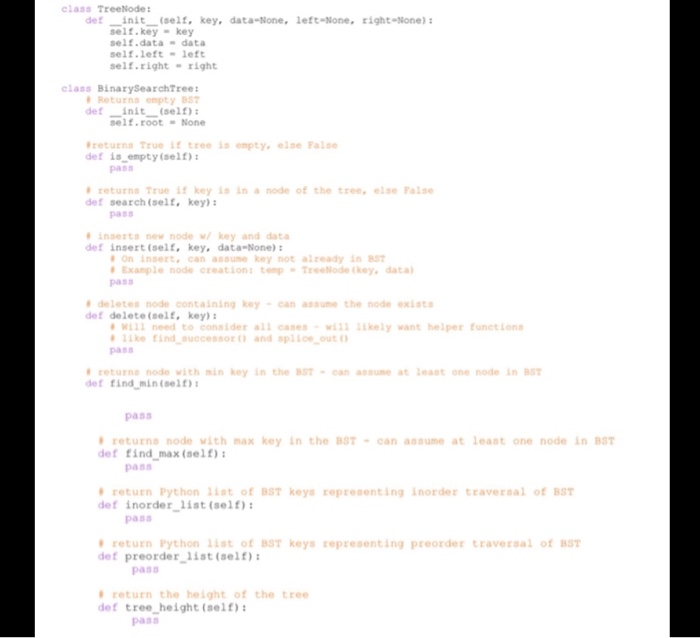 Solved Python3 Binary Search Tree I | Chegg.com