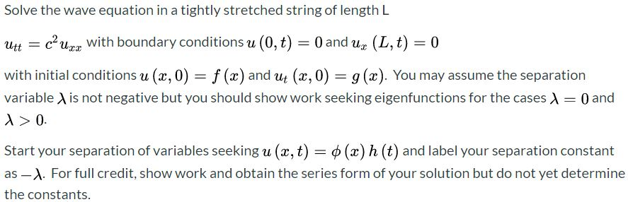 Solved Solve the wave equation in a tightly stretched string | Chegg.com