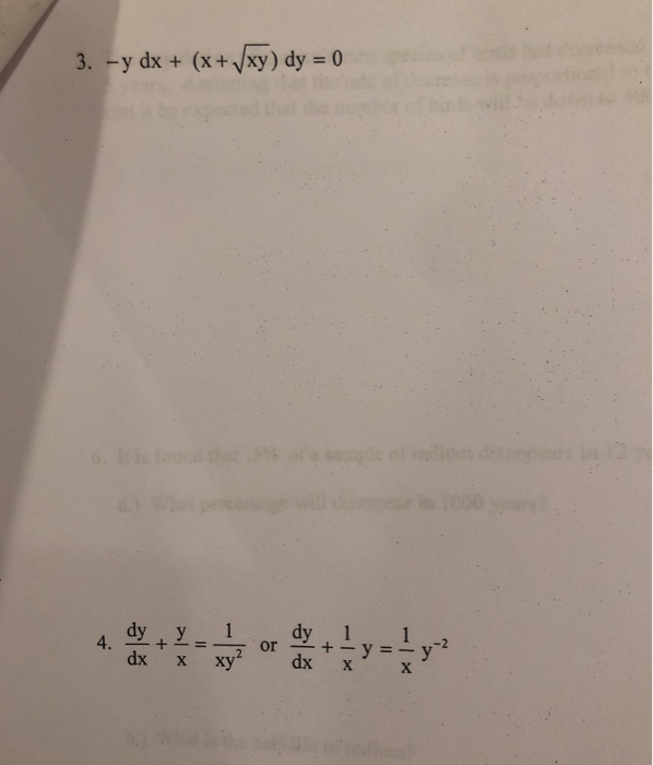 Solved Solve The Following Differential Equations (You Must | Chegg.com