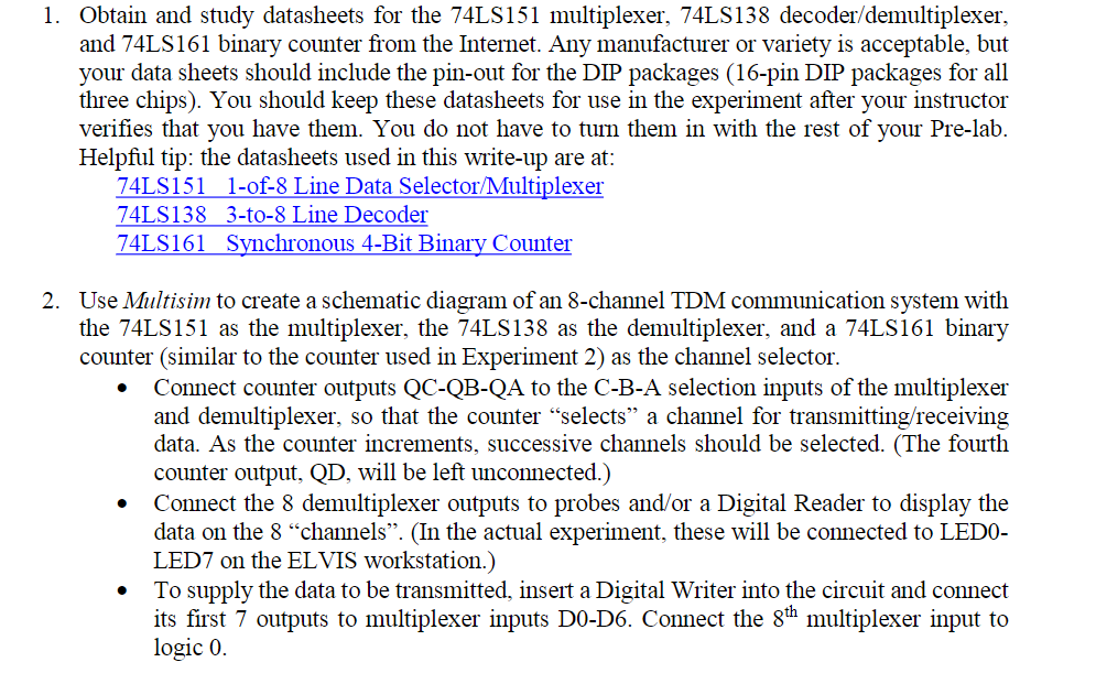 Obtain and study datasheets for the 74LS151
