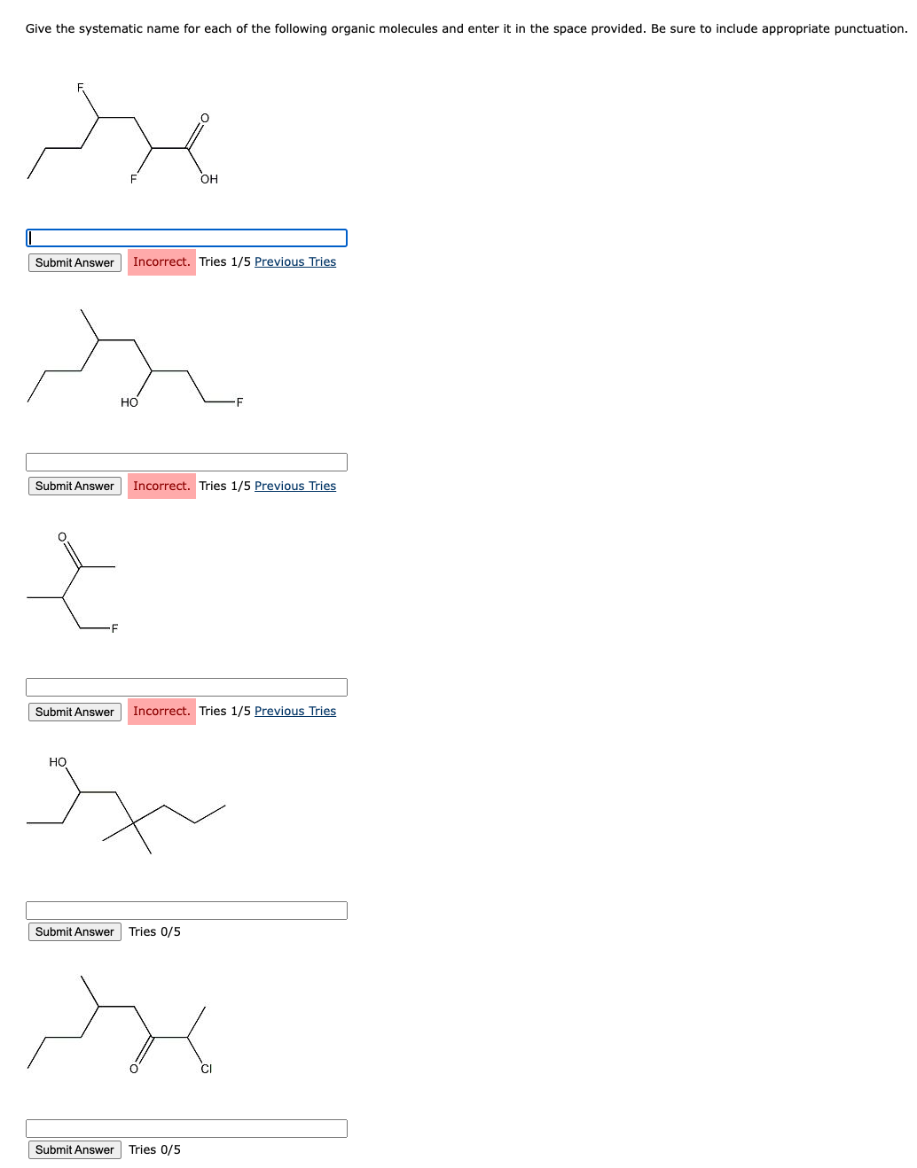 Solved Give the systematic name for each of the following | Chegg.com