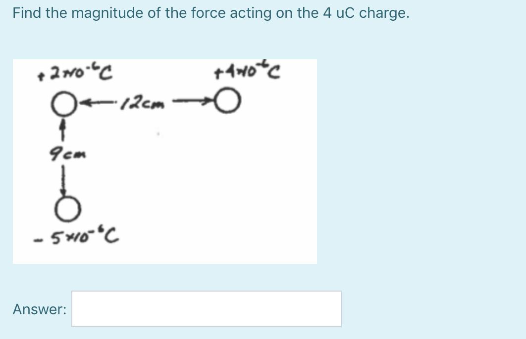 Solved Find the magnitude of the force acting on the 4 uC | Chegg.com