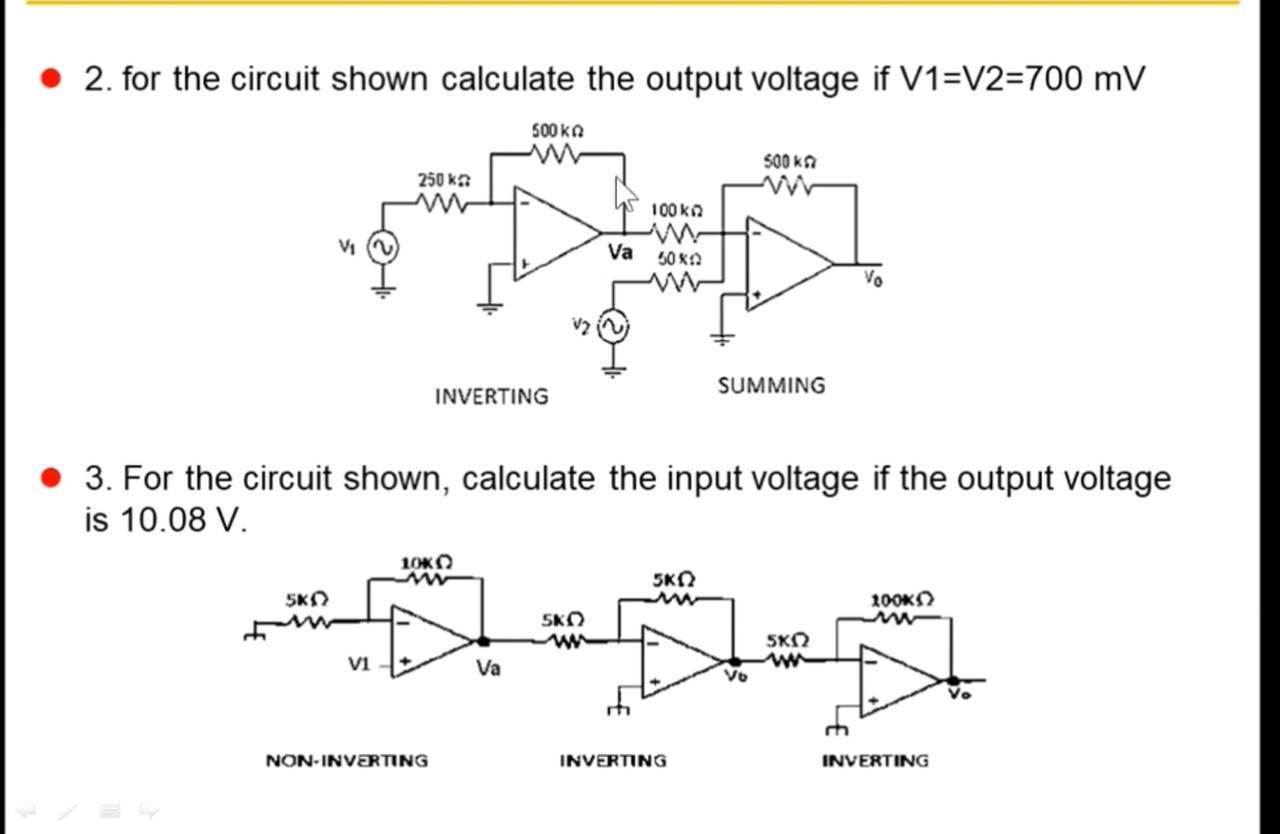 Solved 2. for the circuit shown calculate the output voltage | Chegg.com