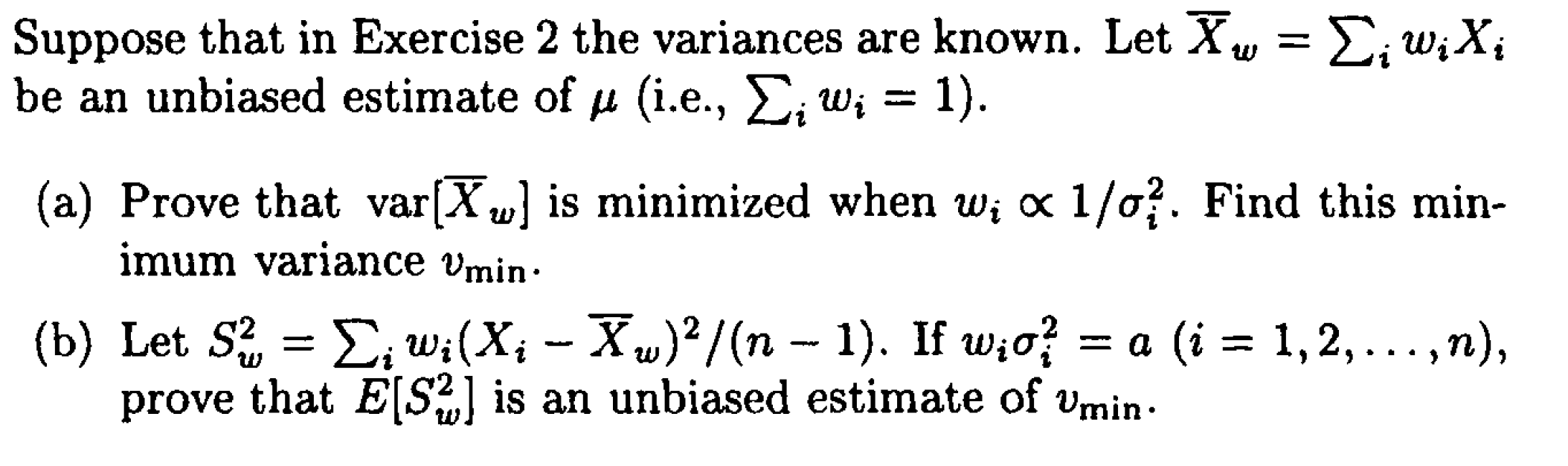 Solved Suppose that in Exercise 2 the variances are known. | Chegg.com