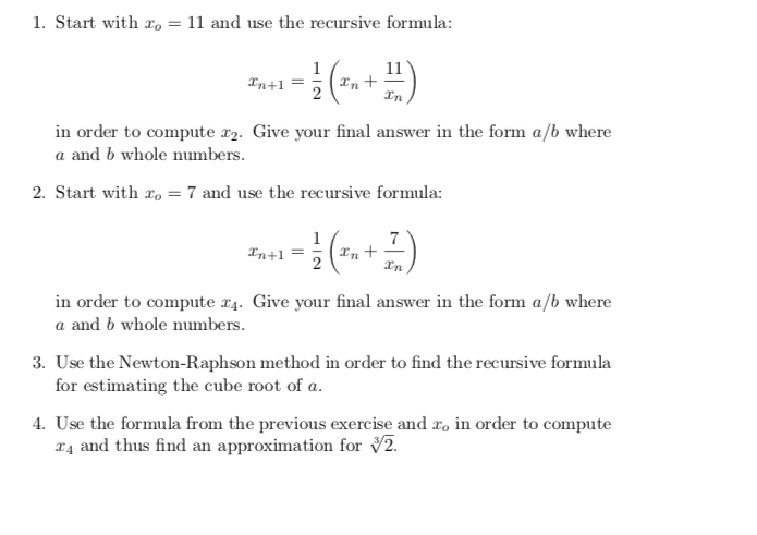 Solved 1. Start with o11 and use the recursive formula in | Chegg.com