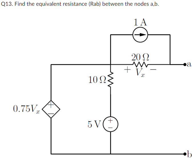 Solved Q13. Find the equivalent resistance (Rab) between the | Chegg.com