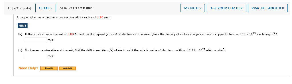 Solved A copper wire has a circular cross section with a | Chegg.com