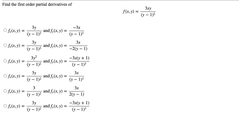 Solved Find the first order partial derivatives of | Chegg.com