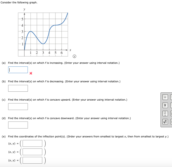 Solved Consider the following graph. y 5 -4 3 -2 x 1 2 3 4 5 | Chegg.com