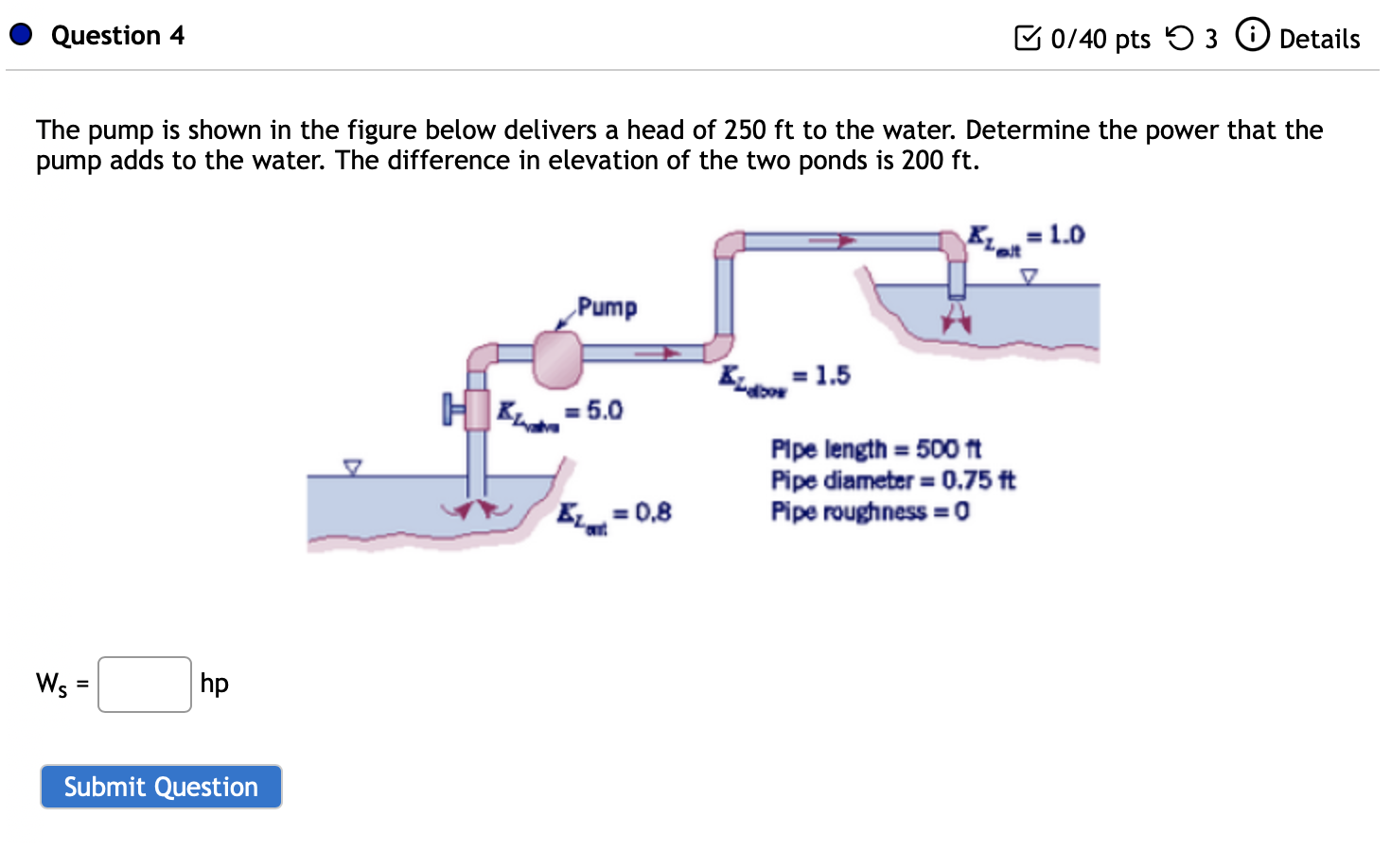 Solved The pump is shown in the figure below delivers a head | Chegg.com