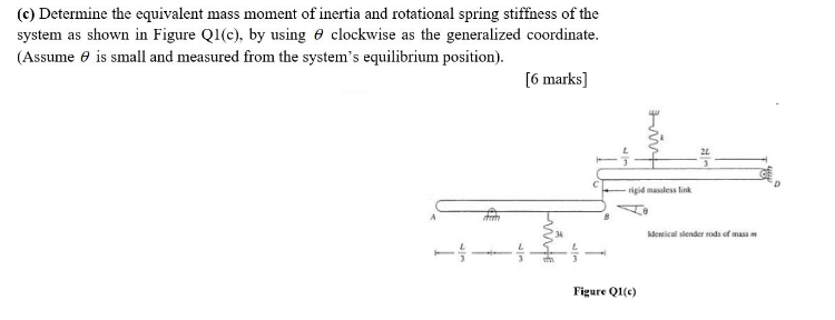 Solved (c) Determine the equivalent mass moment of inertia | Chegg.com