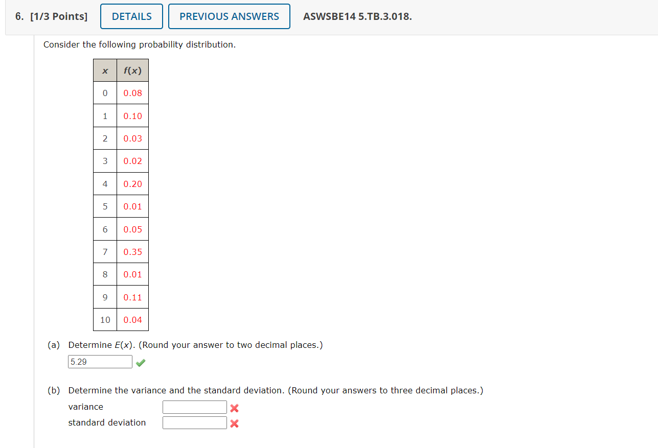 Solved Consider the following probability distribution. | Chegg.com