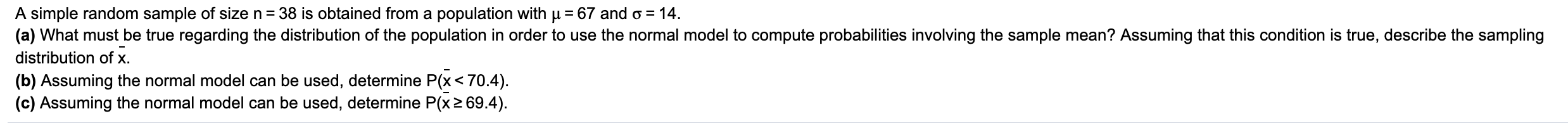 Solved A simple random sample of size n= 38 is obtained from | Chegg.com