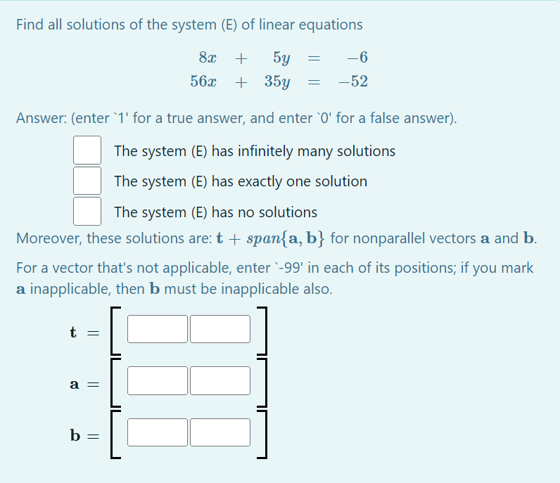 Solved Find all solutions of the system (E) of linear | Chegg.com