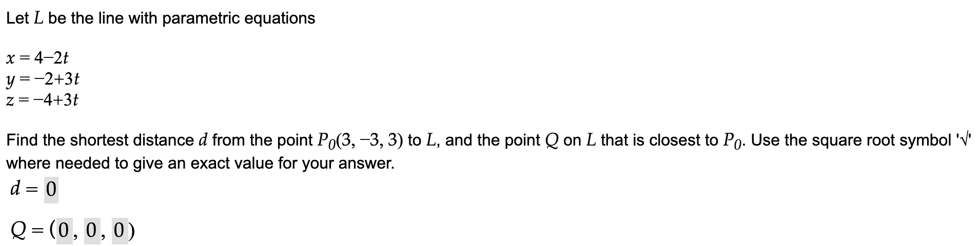 Solved Let L Be The Line With Parametric Equations | Chegg.com