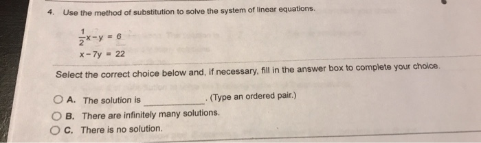 Solved 4. Use the method of substitution to solve the system | Chegg.com