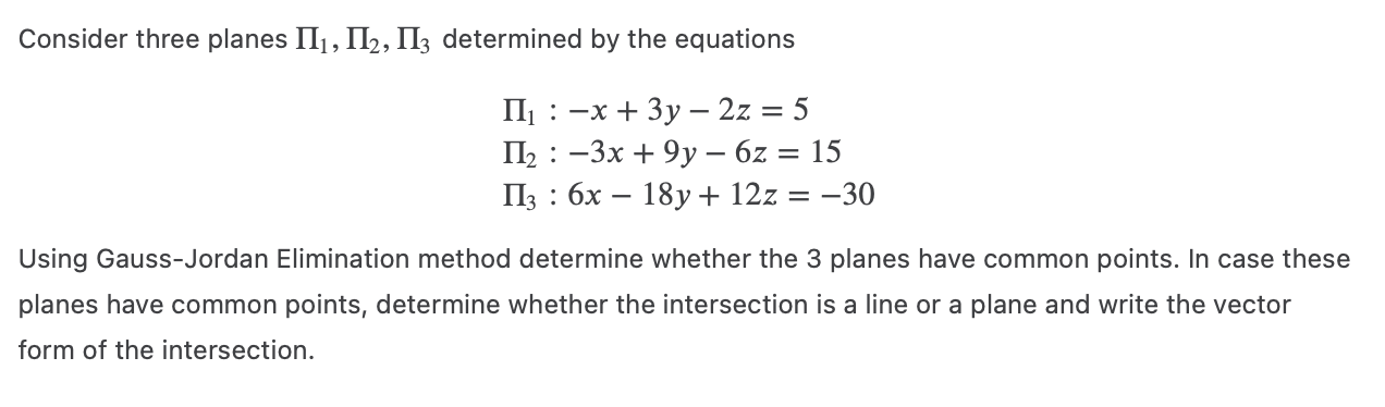 Solved Consider three planes Π1,Π2,Π3 determined by the | Chegg.com