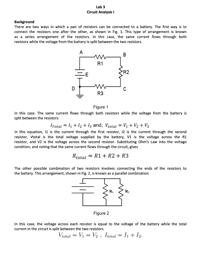 Solved Lab 3 Circuit Analysis Background There are two ways | Chegg.com