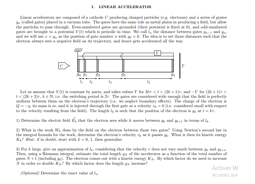 I. LINEAR ACCELERATOR Linear accelerators are | Chegg.com