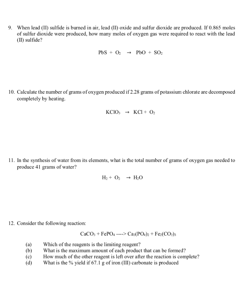 Solved 9. When lead (II) sulfide is burned in air, lead (II) | Chegg.com