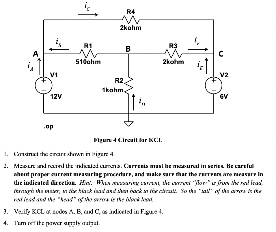 Solved Figure 4 Circuit For KCL 1. Construct The Circuit | Chegg.com