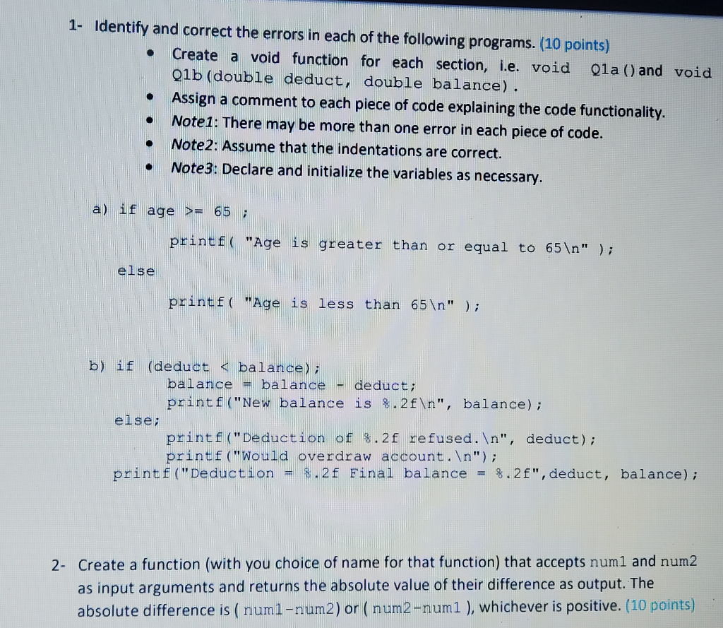 Solved 1. Identify and correct the errors in each of the | Chegg.com