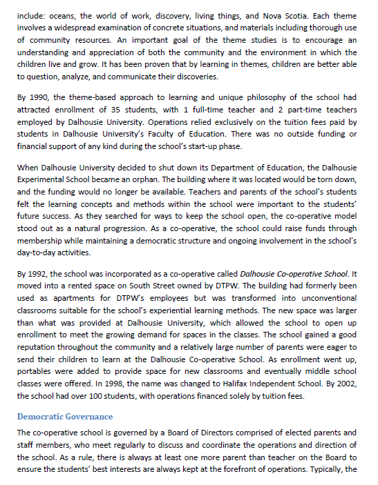 Solved Case Study: Halifax Independent School (formerly | Chegg.com