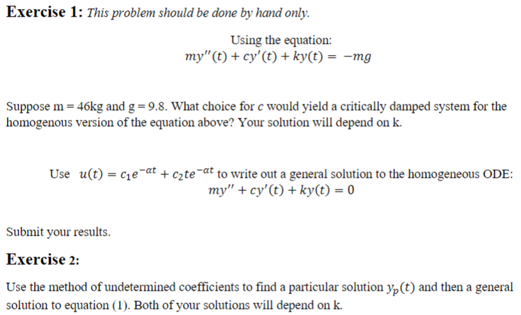 Solved Exercise 1: This problem should be done by hand only. | Chegg.com