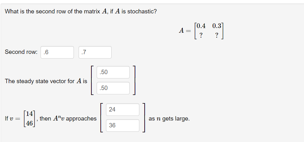 Solved What is the second row of the matrix A, ﻿if A ﻿is | Chegg.com