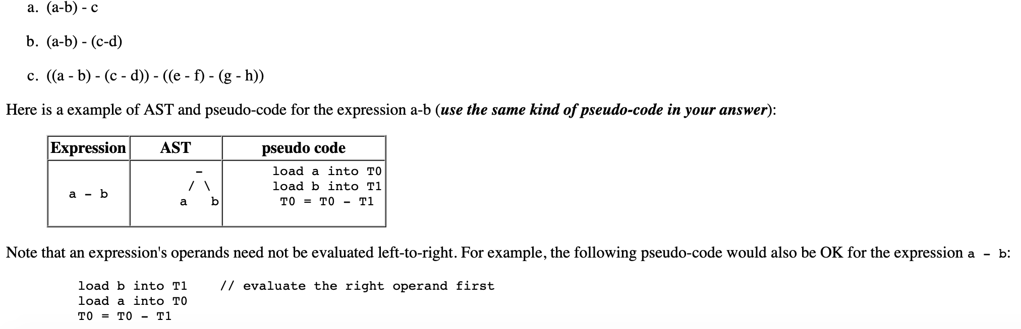 For the final project, you generate code for | Chegg.com